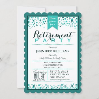 Elegant Teal Green Retirement Party Invitation by Card_Stop at Zazzle