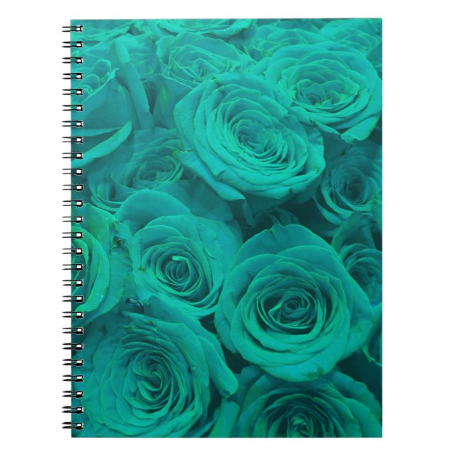 Elegant teal green roses  notebook (Front)