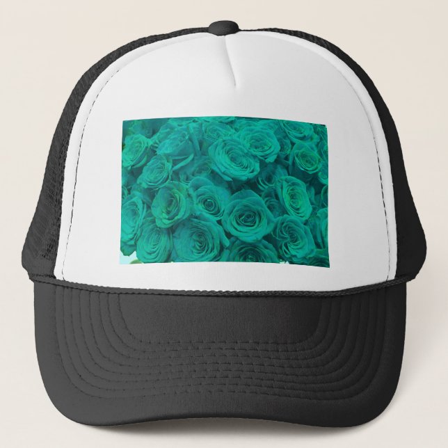 Elegant teal green roses  trucker hat (Front)