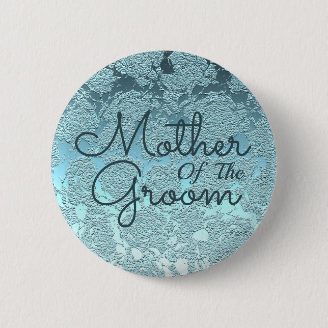 Elegant Teal Green Wedding Mother Of The Groom Button (Front)