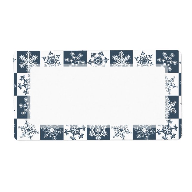 Elegant Teal Green Winter Holiday Snowflakes Label (Front)