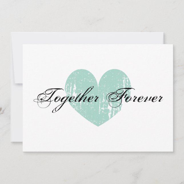 Elegant teal heart engagement party invitations (Front)