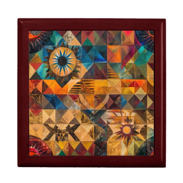 Elegant Teal "Inherited Artistry" Mahogany Square  Gift Box (Front)