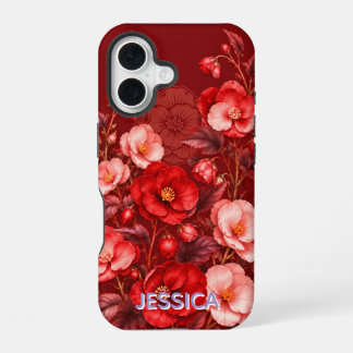 Elegant Teal Iris Flowers Custom iPhone 16 Case