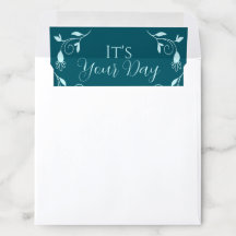 Elegant Teal "It's Your Day" with Botanicals