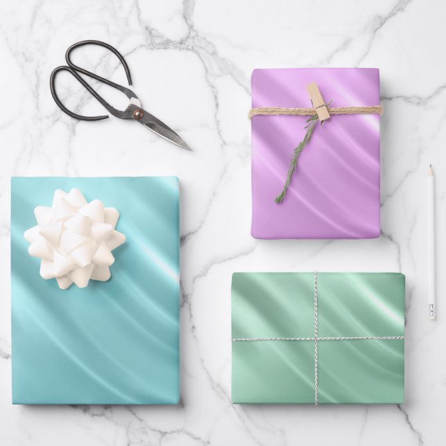 Elegant Teal Lilac Aqua Blue Swirl Pattern  Wrapping Paper Sheets (Front)