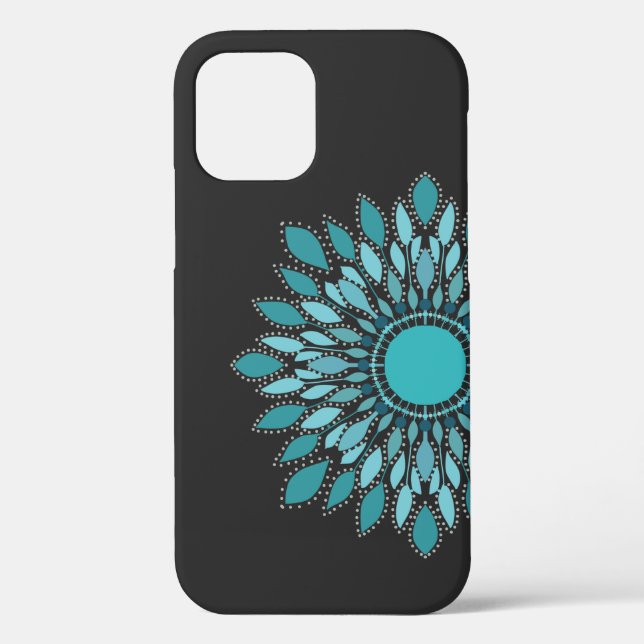Elegant Teal Lotus Flower Mandala Case-Mate iPhone Case (Back)