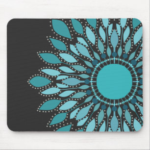 Elegant Teal Lotus Flower Stylish Mouse Pad