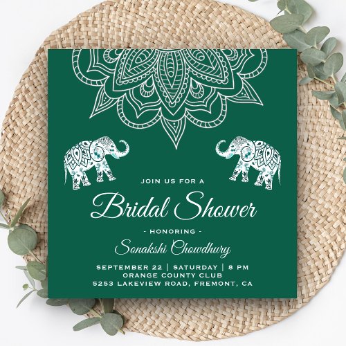 Elegant Teal Mandala Indian Bridal Shower Invitation