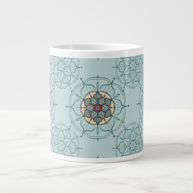 Elegant Teal Mandala Mug (Front)