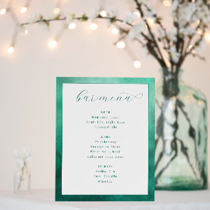 Elegant Teal Minimalist Bar Menu Foam Board