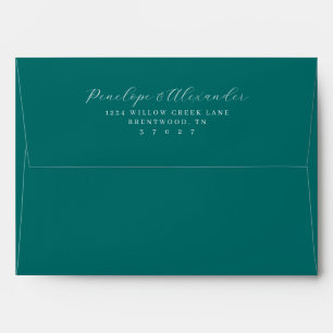Elegant Teal Minimalist Calligraphy Envelope