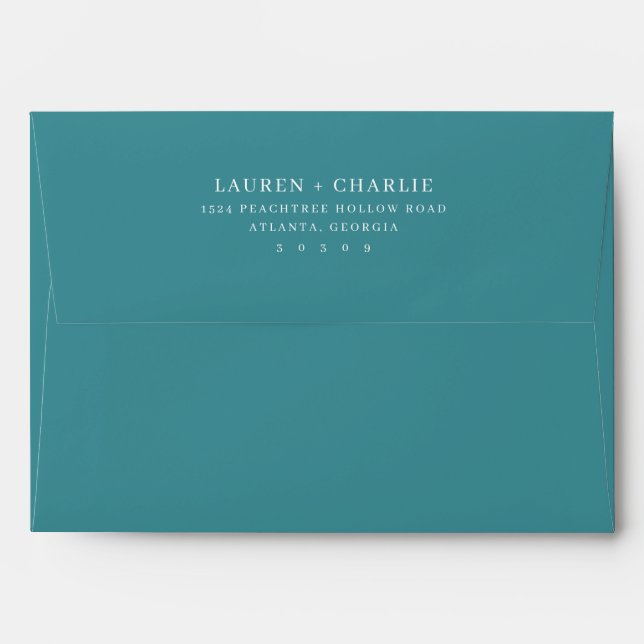 Elegant Teal Minimalist Invitation Envelope (Back (Top Flap))