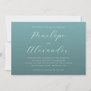 Elegant Teal Minimalist Wedding Invitation