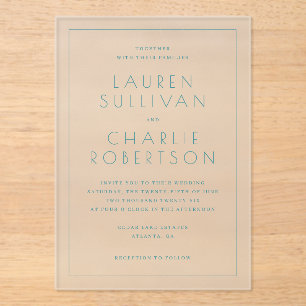 Elegant Teal Minimalist Wedding Invitation