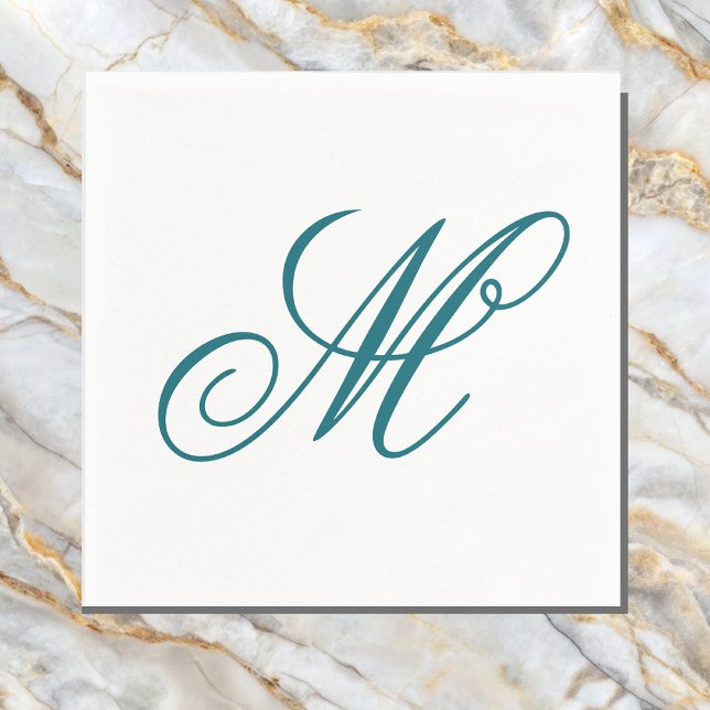 Elegant Teal Monogram Initial  Napkins (Creator Uploaded)