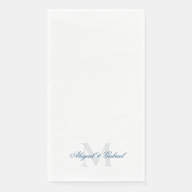 Elegant Teal Monogram  Paper Guest Towels (Front)