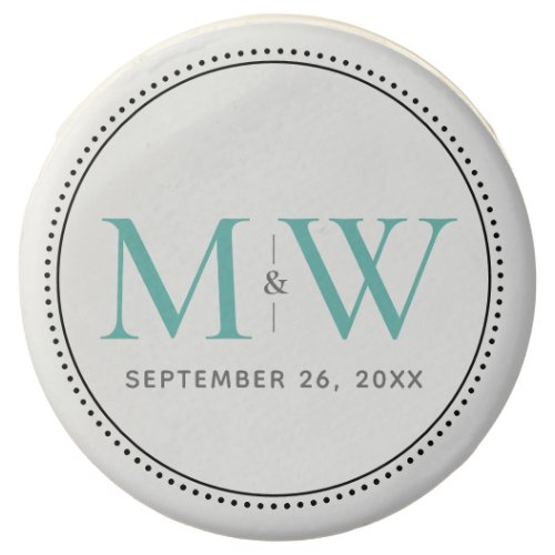 Elegant Teal Monogram Wedding Chocolate Covered Oreo