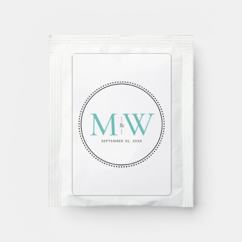 Elegant Teal Monogram Wedding Favor Tea Bag Drink Mix