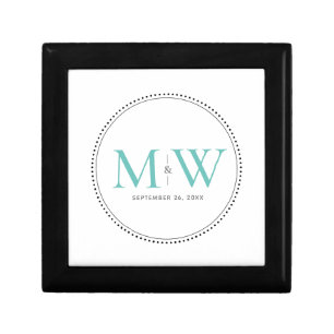 Elegant Teal Monogram Wedding Gift Box