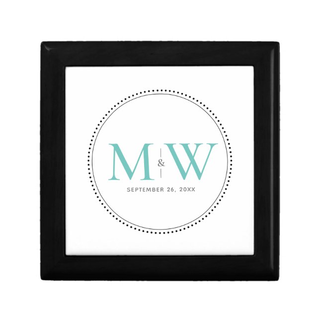 Elegant Teal Monogram Wedding Gift Box (Front)