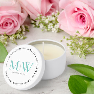 Elegant Teal Monogram Wedding Mini Candle Favors