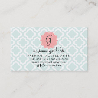 Elegant Teal Moroccan Quatrefoil Personalized Busi Business Card