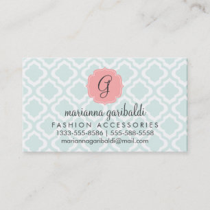 Elegant Teal Moroccan Quatrefoil Personalized Business Card