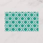 Elegant Teal Moroccan Quatrefoil Personalized Business Card (Back)