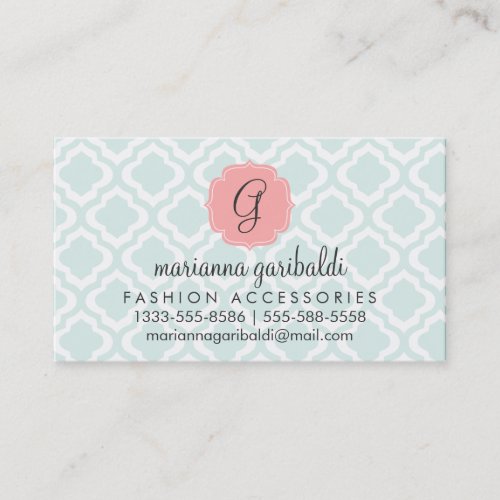Elegant Teal Moroccan Quatrefoil Personalized Business Cards