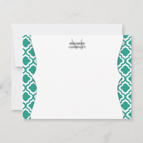 Elegant Teal Moroccan Quatrefoil Personalized Custom Invitation