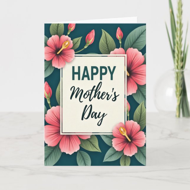 Elegant Teal Mothers Day Card (Front)