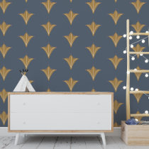 Elegant Teal Mustard Nordic Pattern Wallpaper