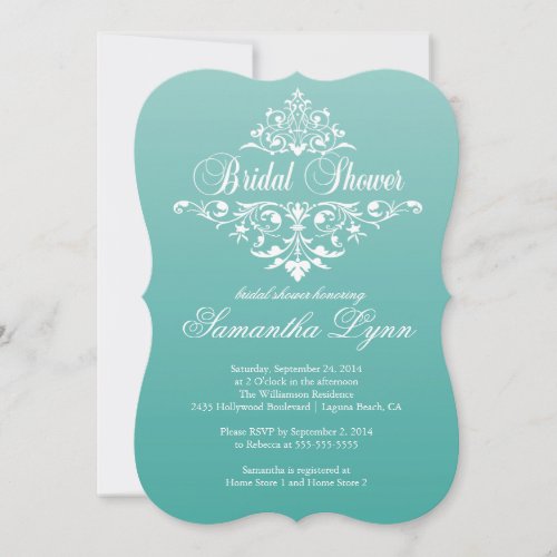 Elegant Teal Ombre wBridal Shower Invitation 5" X 7" Invitation Card