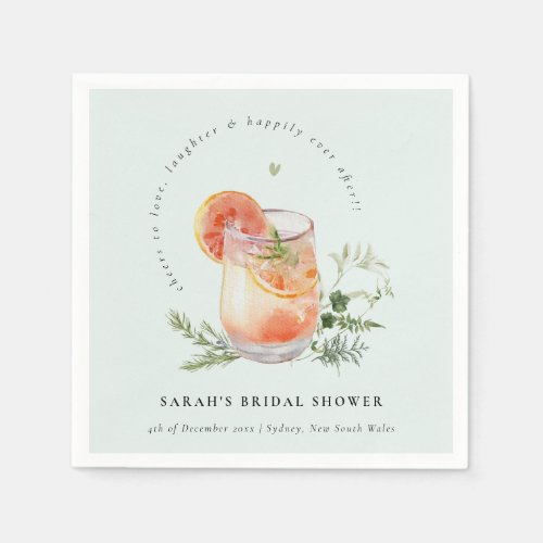 Elegant Teal Orange Green Cocktail Bridal Shower  Napkins