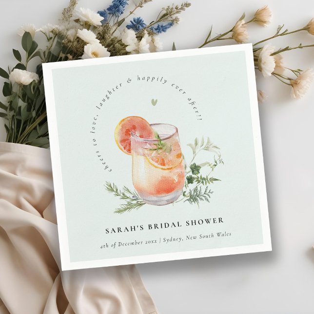 Elegant Teal Orange Green Cocktail Bridal Shower  Napkins (Creator Uploaded)