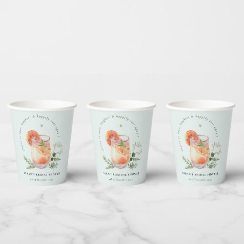 Elegant Teal Orange Green Cocktail Bridal Shower  Paper Cups