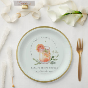 Elegant Teal Orange Green Cocktail Bridal Shower  Paper Plates