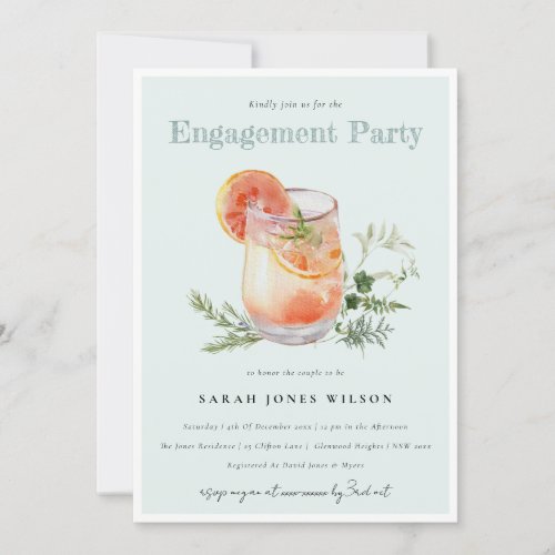 Elegant Teal Orange Green Cocktail Engagement Invitation