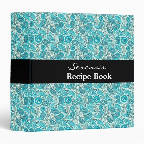 Elegant Teal Paisley pattern 3 Ring Binder