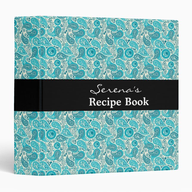 Elegant Teal Paisley pattern 3 Ring Binder (Front/Spine)