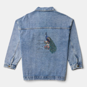 Elegant Teal Peacock Wedding Party Denim Jacket