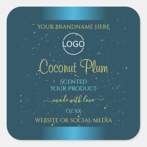 Elegant Teal Product Labels Gold Soft Glitter Logo