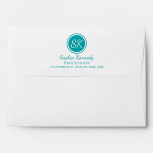 Elegant Teal Professional Monogram Business Envelope