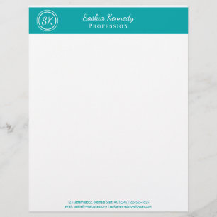 Elegant Teal Professional Monogram Business Letterhead
