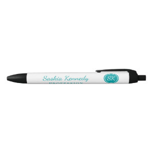 Elegant Teal Professional Monogram Business Pen