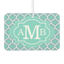 Elegant Teal Quatrefoil Pattern Custom Monogram