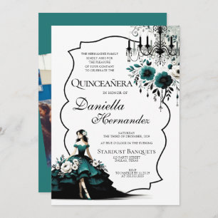 Elegant Teal Quinceañera Invitation