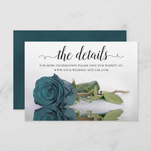 Elegant Teal Rose Wedding Details Website Enclosure Card