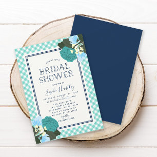 Elegant Teal Roses Floral Bridal Shower Invitation